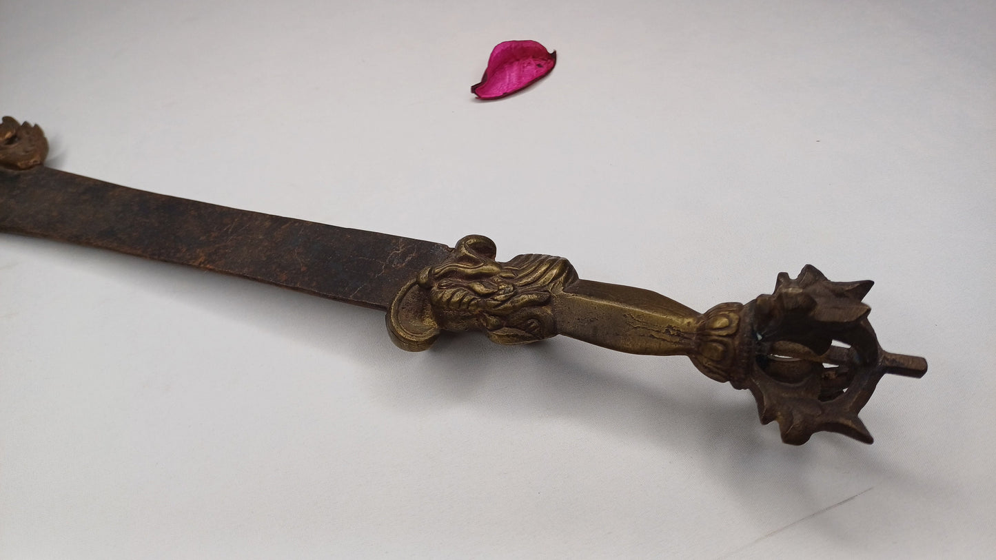 Antique Rare Authentic Buddhist Iron Wisdom Fire Ceremonial Manjushri Sword,Sacred Buddhist Blade,Tantric Buddhist Knife,Buddhist Artifact