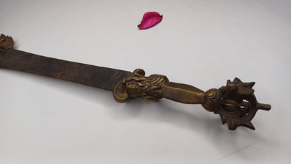 Antique Rare Authentic Buddhist Iron Wisdom Fire Ceremonial Manjushri Sword,Sacred Buddhist Blade,Tantric Buddhist Knife,Buddhist Artifact