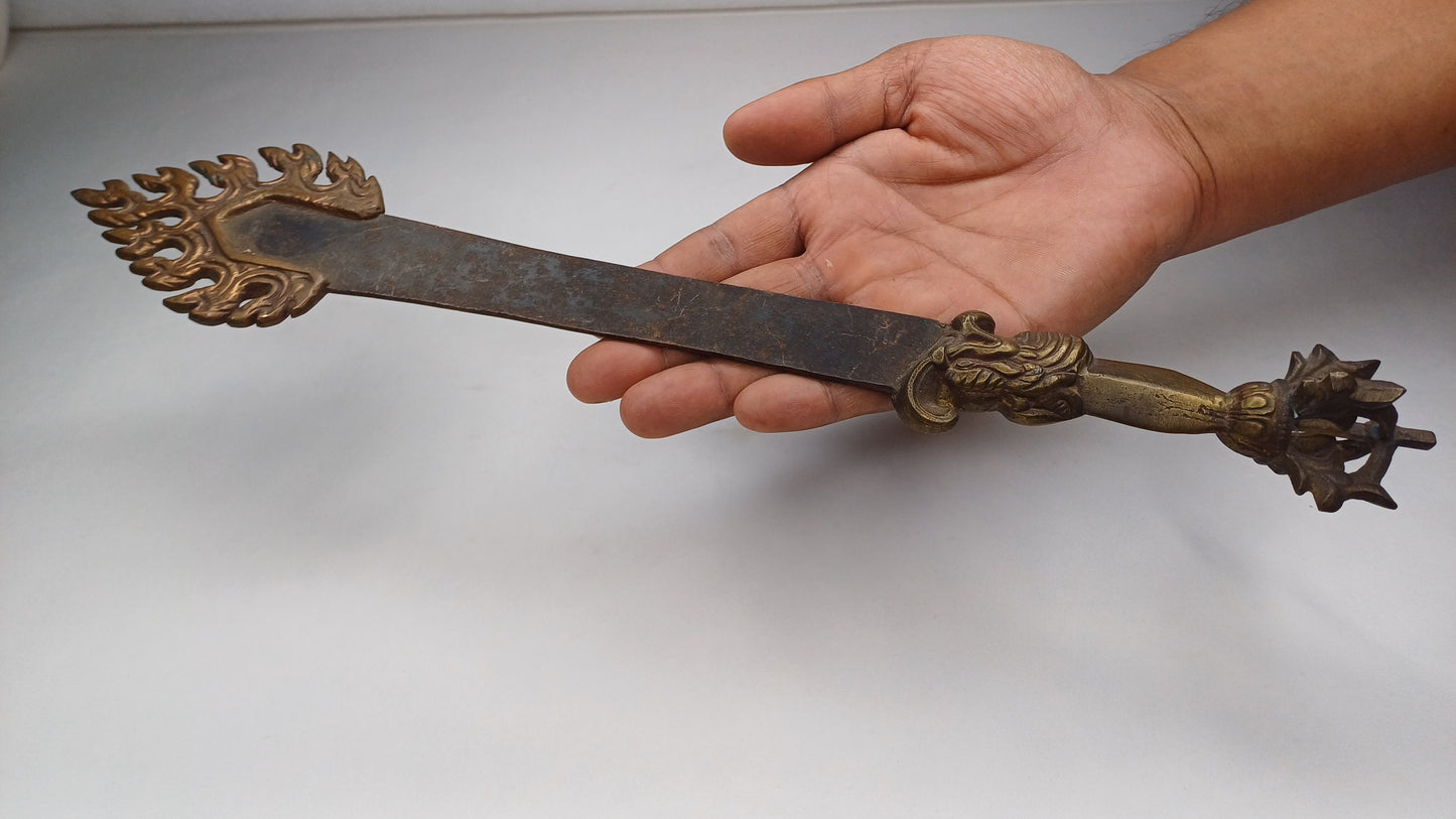 Antique Rare Authentic Buddhist Iron Wisdom Fire Ceremonial Manjushri Sword,Sacred Buddhist Blade,Tantric Buddhist Knife,Buddhist Artifact