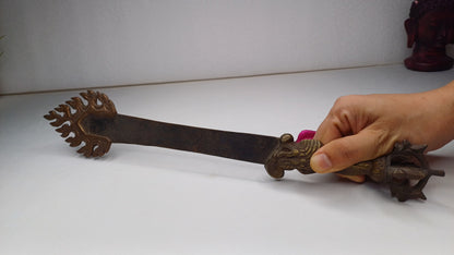 Antique Rare Authentic Buddhist Iron Wisdom Fire Ceremonial Manjushri Sword,Sacred Buddhist Blade,Tantric Buddhist Knife,Buddhist Artifact