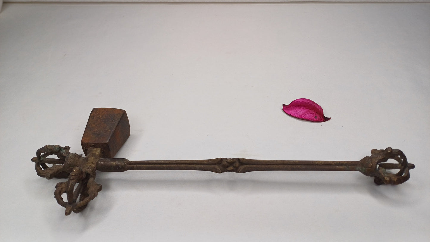 Antique Rare Authentic Gandhara Art Handmade Tibetan Buddhist Ritual Implement-Vajra Hammer,Sacred Buddhist Tantric Hammer,Buddhist Artifact