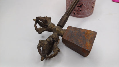 Antique Rare Authentic Gandhara Art Handmade Tibetan Buddhist Ritual Implement-Vajra Hammer,Sacred Buddhist Tantric Hammer,Buddhist Artifact