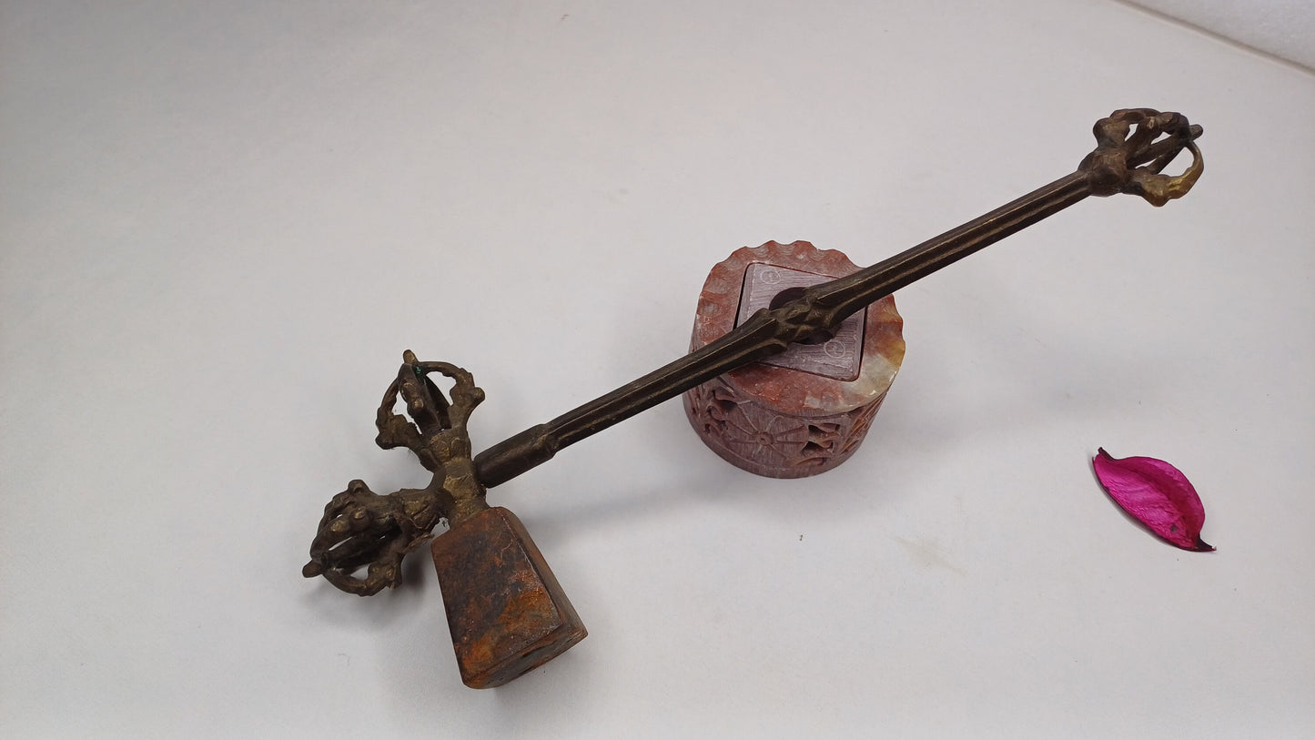 Antique Rare Authentic Gandhara Art Handmade Tibetan Buddhist Ritual Implement-Vajra Hammer,Sacred Buddhist Tantric Hammer,Buddhist Artifact