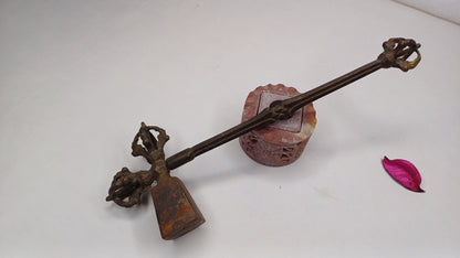 Antique Rare Authentic Gandhara Art Handmade Tibetan Buddhist Ritual Implement-Vajra Hammer,Sacred Buddhist Tantric Hammer,Buddhist Artifact