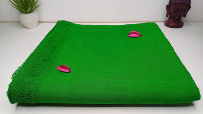 Large Traditional Handwoven GREEN Tibetan Buddhist Raw Eri Silk Meditation Shawl,Buddhist Silk Shawl,Tantric Meditation Wrap,Lama Silk Zen