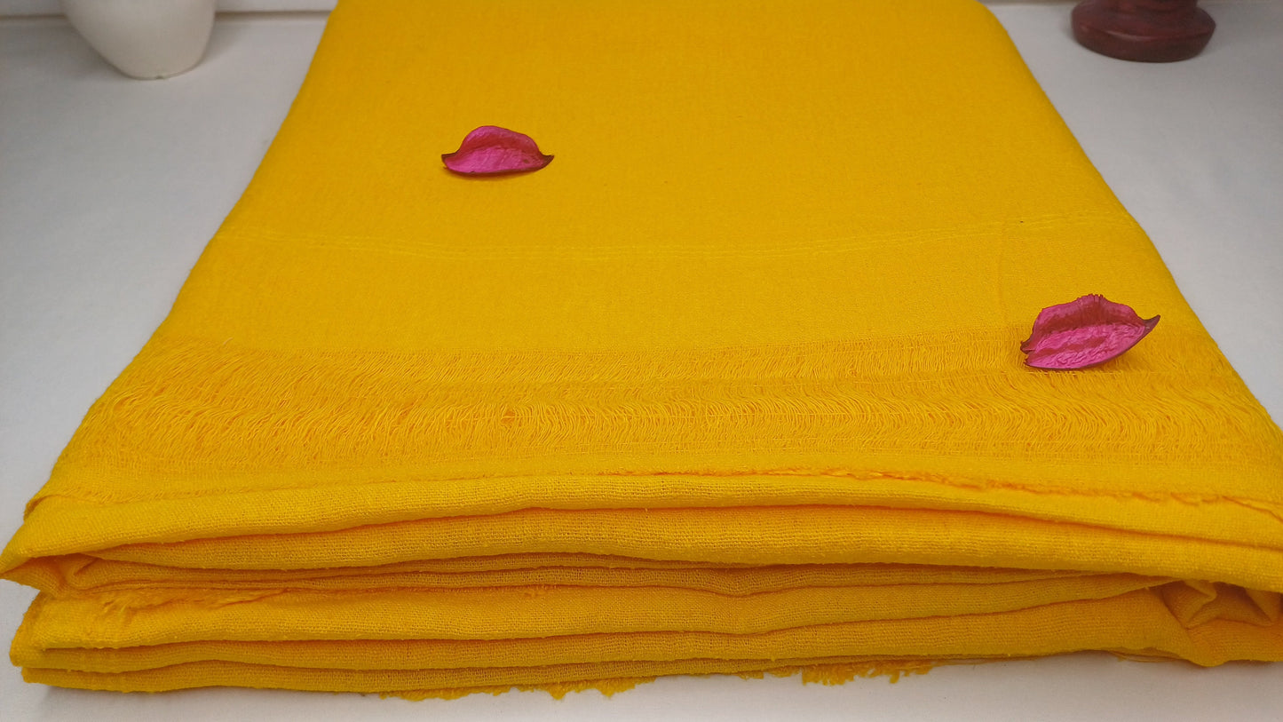 AHIMSA X-Large Traditional Handwoven Yellow Tibetan Buddhist Tantrik Raw Eri Silk Meditation Shawl,Buddhist Silk Zen,Peace Silk Prayer Wrap