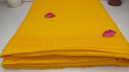 AHIMSA X-Large Traditional Handwoven Yellow Tibetan Buddhist Tantrik Raw Eri Silk Meditation Shawl,Buddhist Silk Zen,Peace Silk Prayer Wrap
