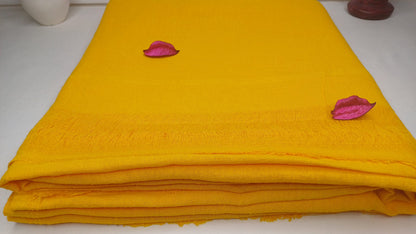 AHIMSA X-Large Traditional Handwoven Yellow Tibetan Buddhist Tantrik Raw Eri Silk Meditation Shawl,Buddhist Silk Zen,Peace Silk Prayer Wrap