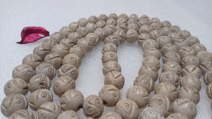 108 Large White Hand-Carved Kapala Ethical Yak Bone Protection Prayer Mala,Tibetan Buddhist Rosary,Yak Bone Necklace,Tibetan Bone Beads