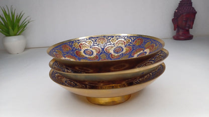 Decorative Handcrafted Floral Brass Ritual Prayer Offering Bowl,Handmade Brass Bowl  with Flower Embossed Design,Brass Altar Decor/Bowl