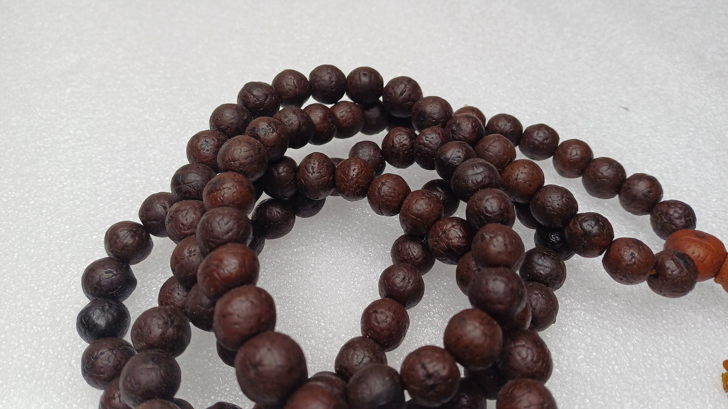 12mm Old Dark Natural Genuine Phoenix One Eye Bodhi Seeds Japa Prayer Mala,Tibetan Buddhist Bodhi Wrist Beads,Nepali Bodhi Meditation Mala