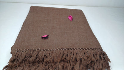 NARASIMHA Handwoven Brown Pure Himalayan Sheep Wool Meditation Shawl,Himalayan Prayer Blanket,Ethnic Indian Yoga Shawl,Wool Prayer Wrap/Zen