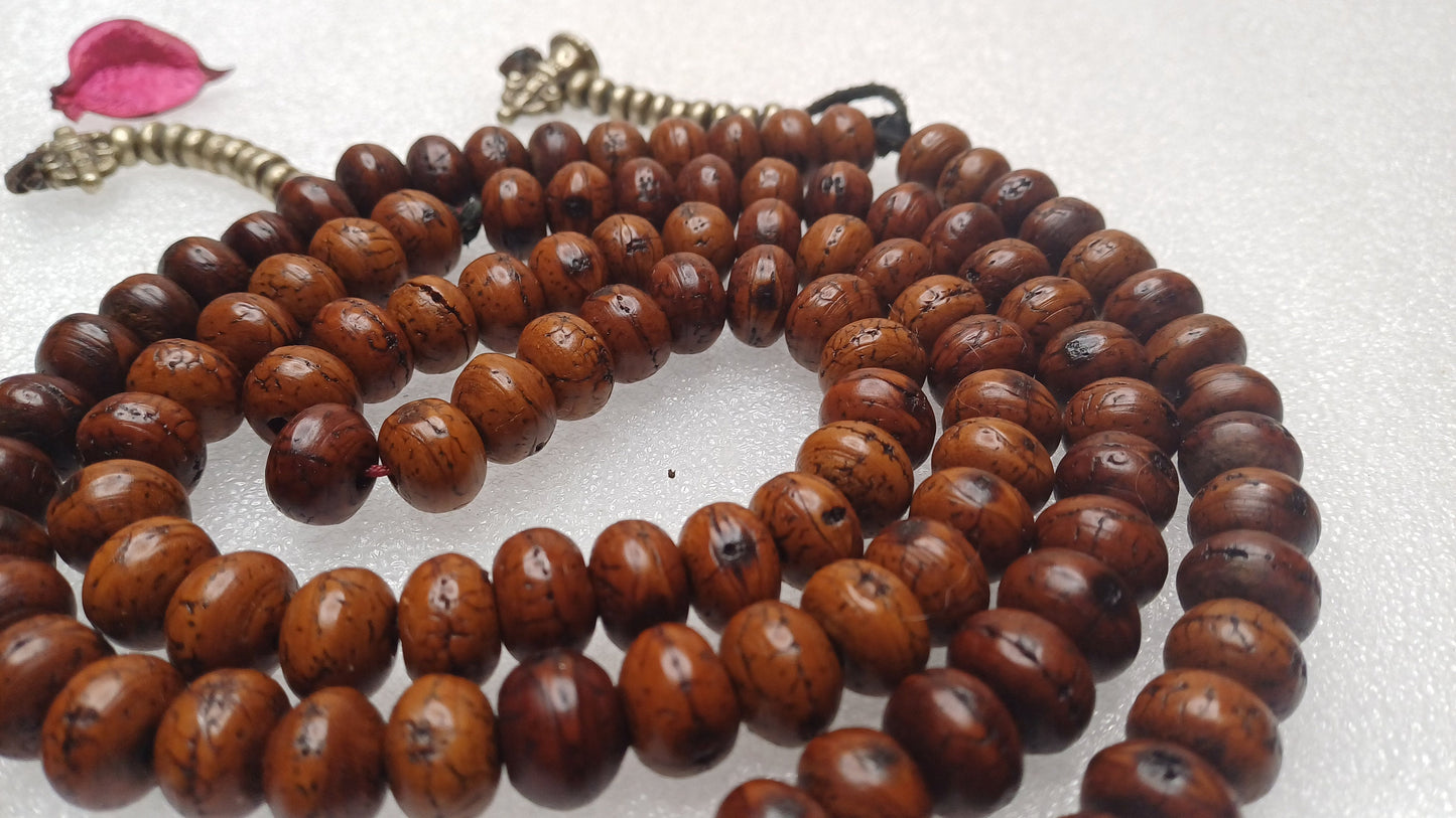 12mm 108 Genuine Antique Darked Phoenix One Eye Bodhi Seeds Mala,Antique Buddhist Prayer Mala,Tibetan Bodhi Beads,Nepali Bodhi Japa Rosary