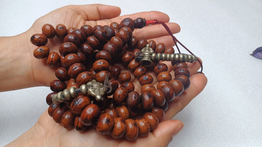 12mm 108 Genuine Antique Darked Phoenix One Eye Bodhi Seeds Mala,Antique Buddhist Prayer Mala,Tibetan Bodhi Beads,Nepali Bodhi Japa Rosary