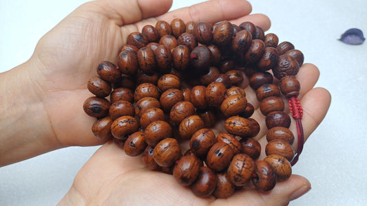 12mm 108 Genuine Vintage Old Darked Phoenix One Eye Bodhi Seeds Mala,Old Buddhist Prayer Mala,Tibetan Bodhi Beads,Nepali Bodhi Japa Rosary