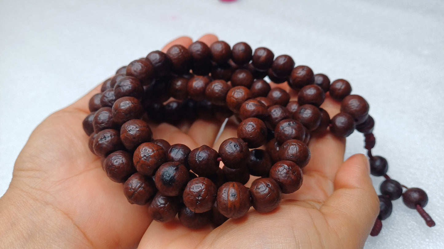 12mm 108 Genuine Vintage Old Darked Phoenix One Eye Bodhi Seeds Mala,Old Buddhist Prayer Mala,Tibetan Bodhi Beads,Nepali Bodhi Japa Rosary