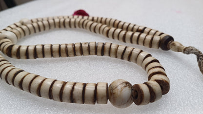 Antique 108 Beads Gandhara Hand-carved Original Yak Bone,Tibetan Buddhist Prayer Beads,Vintage Rosary Mala,Disk Shaped Yak Kapala Bone Mala