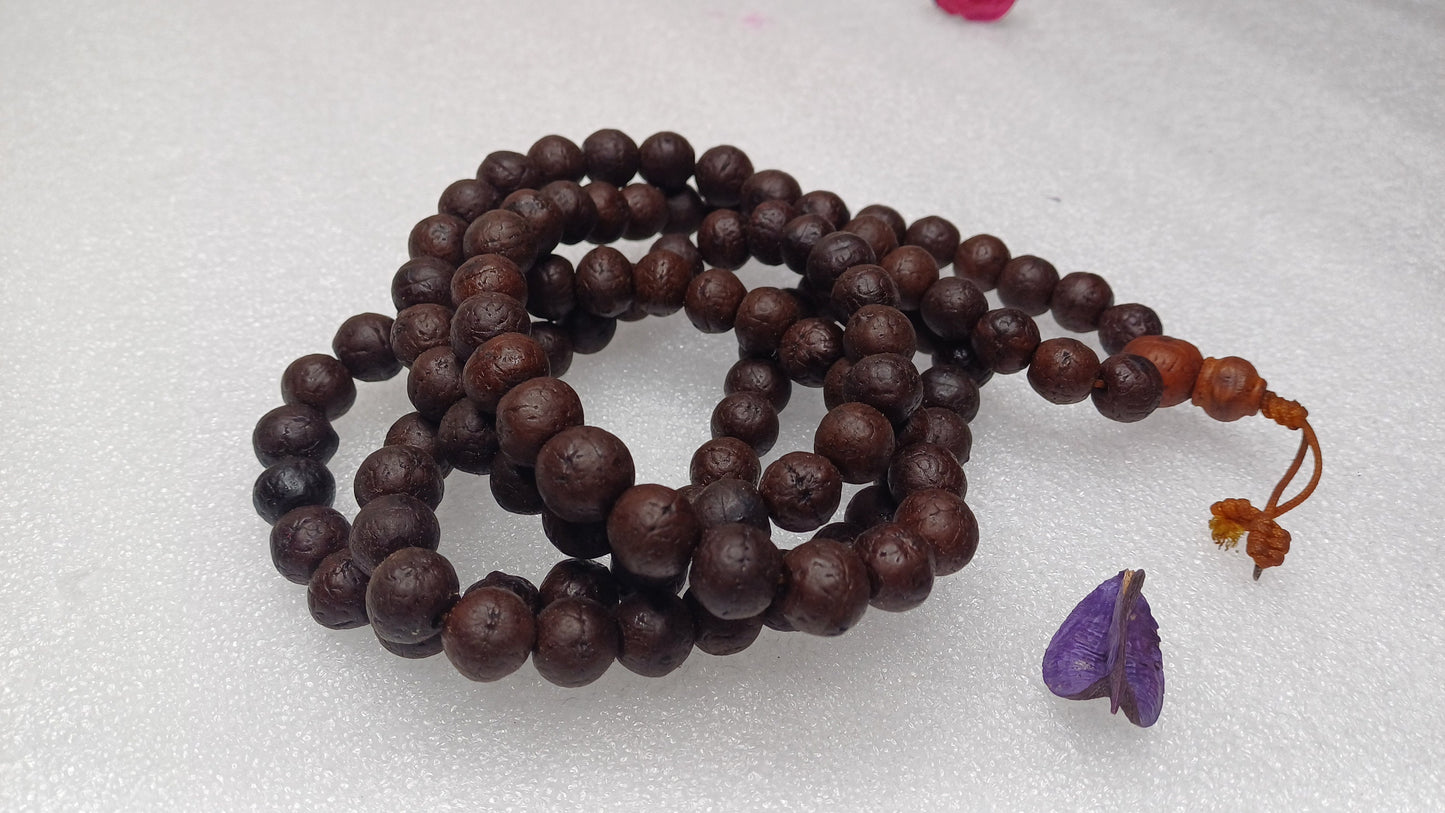 12mm Old Dark Natural Genuine Phoenix One Eye Bodhi Seeds Japa Prayer Mala,Tibetan Buddhist Bodhi Wrist Beads,Nepali Bodhi Meditation Mala