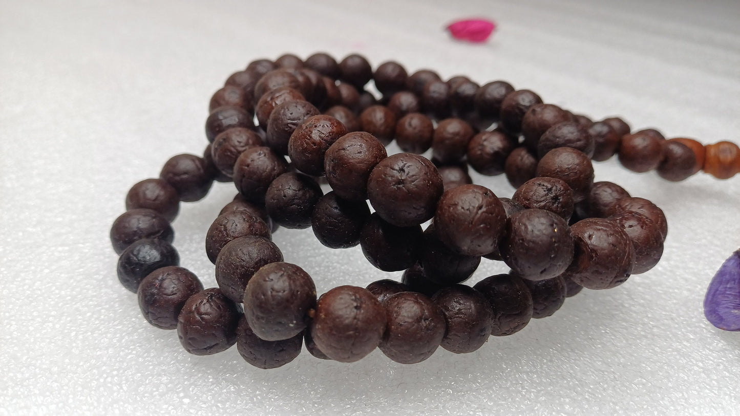 12mm Old Dark Natural Genuine Phoenix One Eye Bodhi Seeds Japa Prayer Mala,Tibetan Buddhist Bodhi Wrist Beads,Nepali Bodhi Meditation Mala
