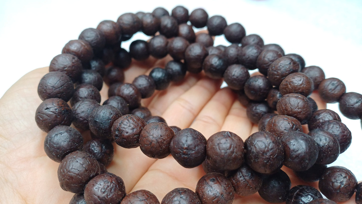 12mm Old Dark Natural Genuine Phoenix One Eye Bodhi Seeds Japa Prayer Mala,Tibetan Buddhist Bodhi Wrist Beads,Nepali Bodhi Meditation Mala