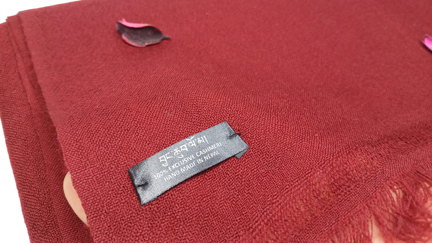 VAJRA Handwoven Lightweight Red Buddhist Lama Monk Pure Cashmere Wool Meditation Shawl,Tibetan Buddhist Prayer Scarf,Cashmere Prayer Wrap