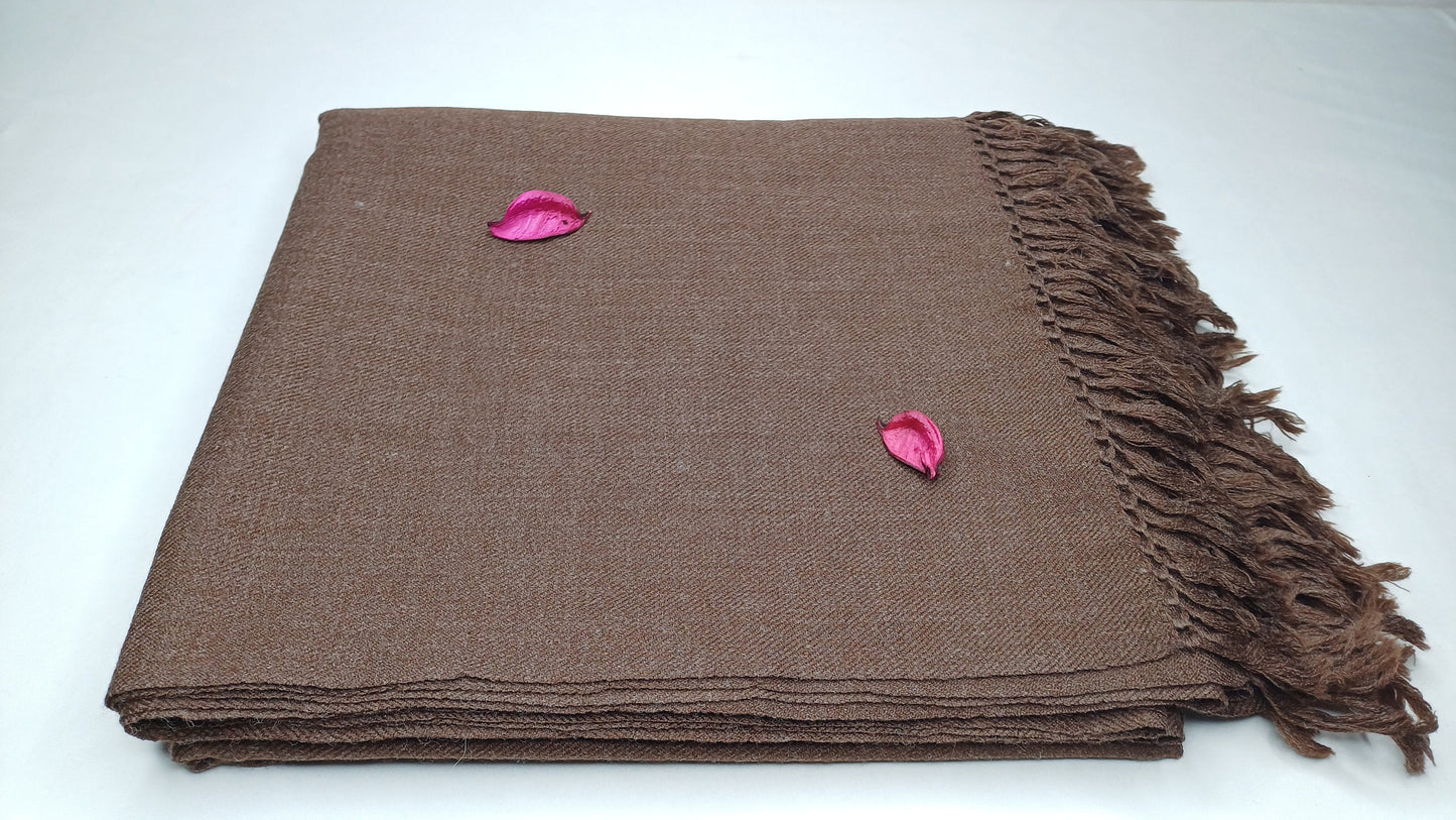 NARASIMHA Handwoven Brown Pure Himalayan Sheep Wool Meditation Shawl,Himalayan Prayer Blanket,Ethnic Indian Yoga Shawl,Wool Prayer Wrap/Zen