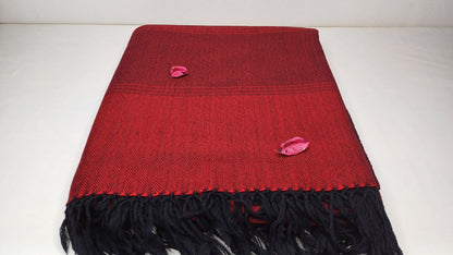 MAHAKAAL X-Large Handwoven Stripe Design Burgundy Red Buddhist Pure Himalayan SheepW ool Meditation Shawl/Wrap/Zen,Himalayan Prayer Blanket