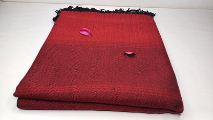 MAHAKAAL X-Large Handwoven Stripe Design Burgundy Red Buddhist Pure Himalayan SheepW ool Meditation Shawl/Wrap/Zen,Himalayan Prayer Blanket