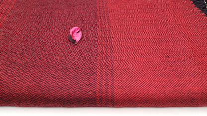MAHAKAAL X-Large Handwoven Stripe Design Burgundy Red Buddhist Pure Himalayan SheepW ool Meditation Shawl/Wrap/Zen,Himalayan Prayer Blanket