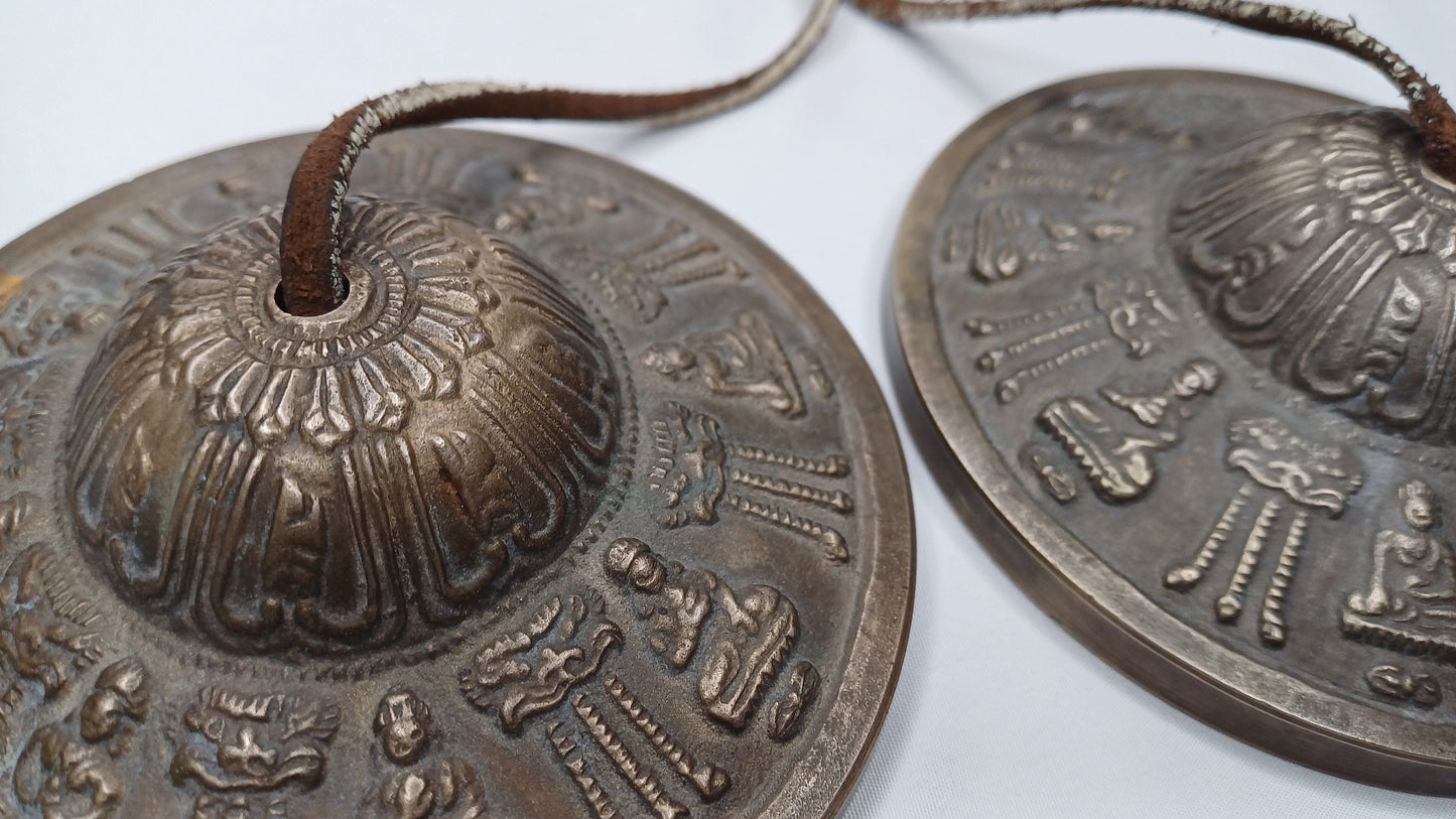 Vintage Rare Authentic Large Size Buddha Carved Tibetan Tingsha Bells,Handmade Tibetan Buddhist Ritual Cymbal,Yoga Sound Healing Tool
