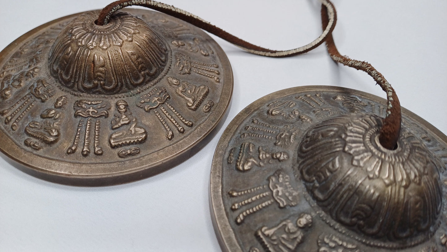 Vintage Rare Authentic Large Size Buddha Carved Tibetan Tingsha Bells,Handmade Tibetan Buddhist Ritual Cymbal,Yoga Sound Healing Tool