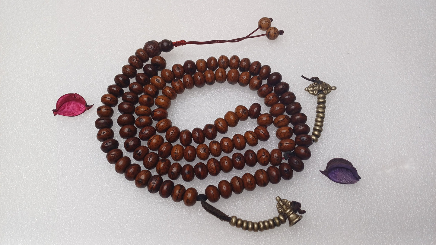 12mm 108 Genuine Antique Darked Phoenix One Eye Bodhi Seeds Mala,Antique Buddhist Prayer Mala,Tibetan Bodhi Beads,Nepali Bodhi Japa Rosary