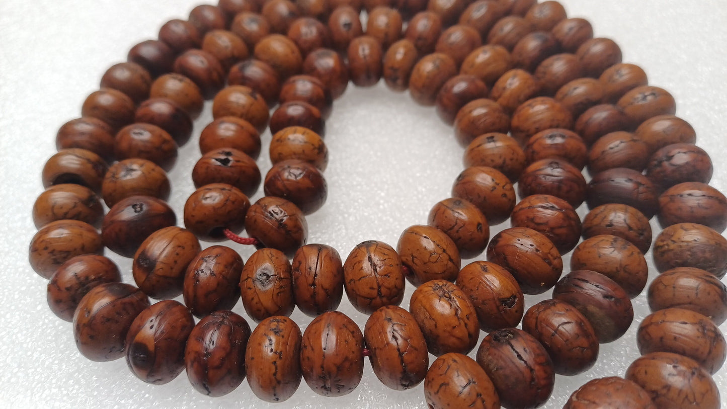 12mm 108 Genuine Vintage Old Darked Phoenix One Eye Bodhi Seeds Mala,Old Buddhist Prayer Mala,Tibetan Bodhi Beads,Nepali Bodhi Japa Rosary
