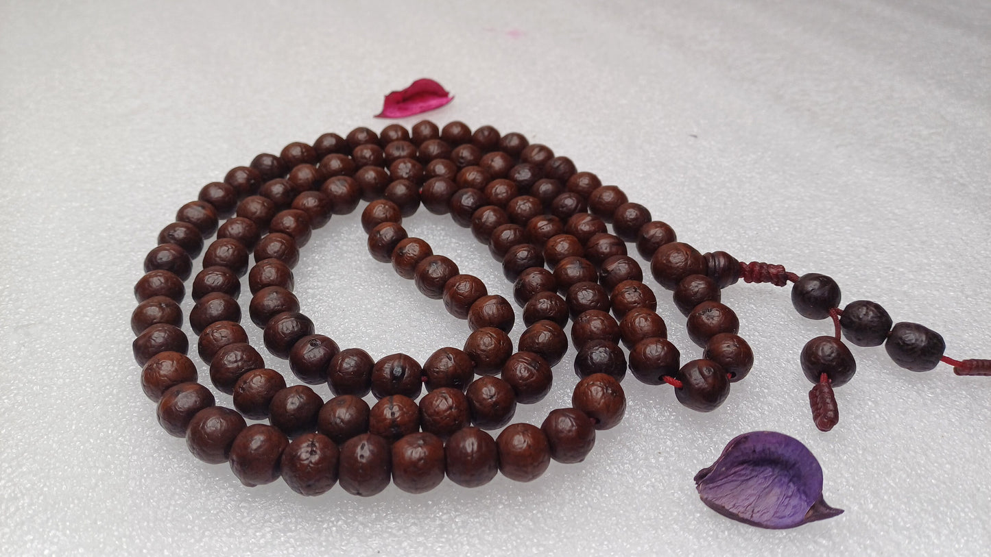 12mm 108 Genuine Vintage Old Darked Phoenix One Eye Bodhi Seeds Mala,Old Buddhist Prayer Mala,Tibetan Bodhi Beads,Nepali Bodhi Japa Rosary
