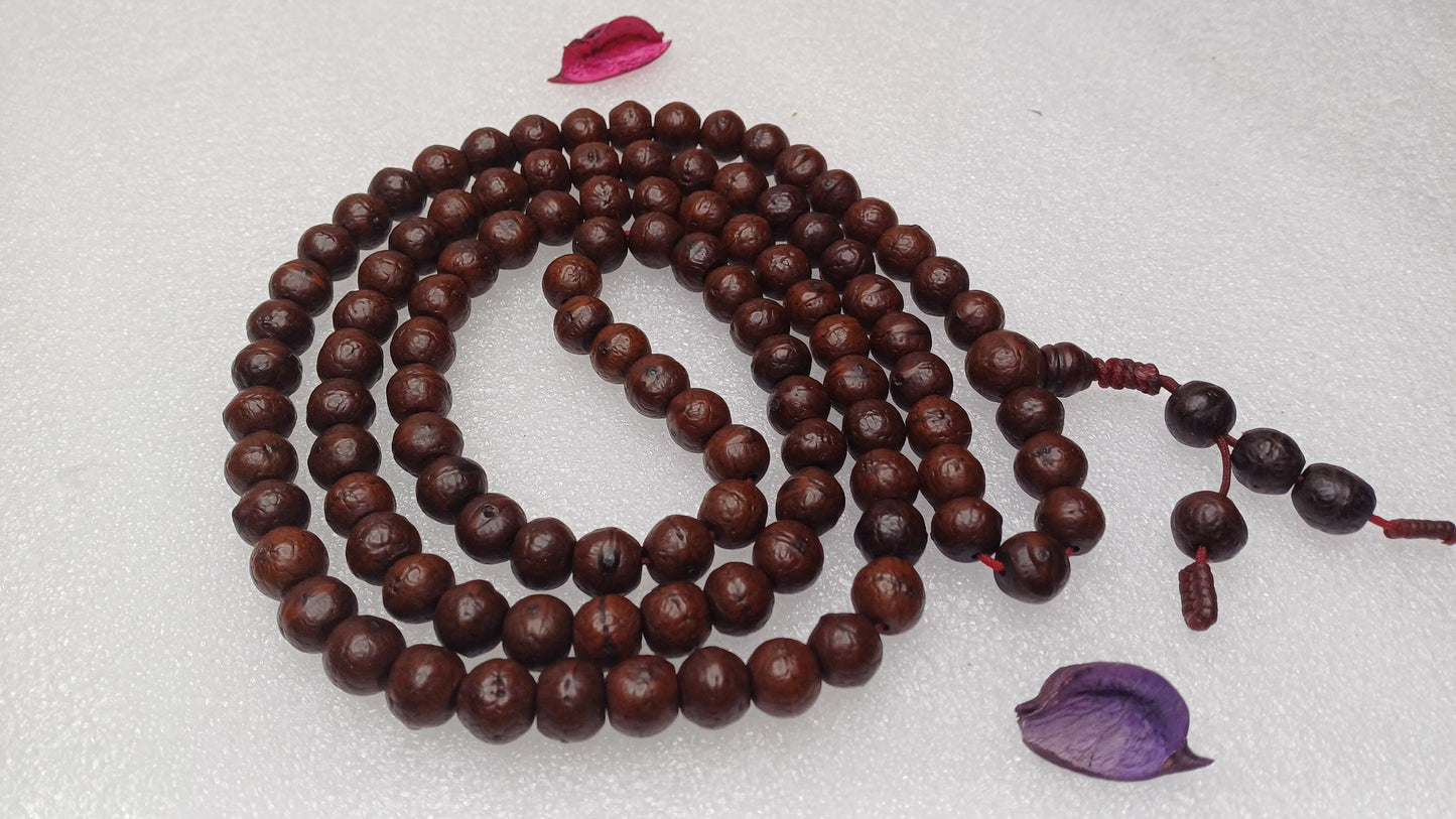 12mm 108 Genuine Vintage Old Darked Phoenix One Eye Bodhi Seeds Mala,Old Buddhist Prayer Mala,Tibetan Bodhi Beads,Nepali Bodhi Japa Rosary