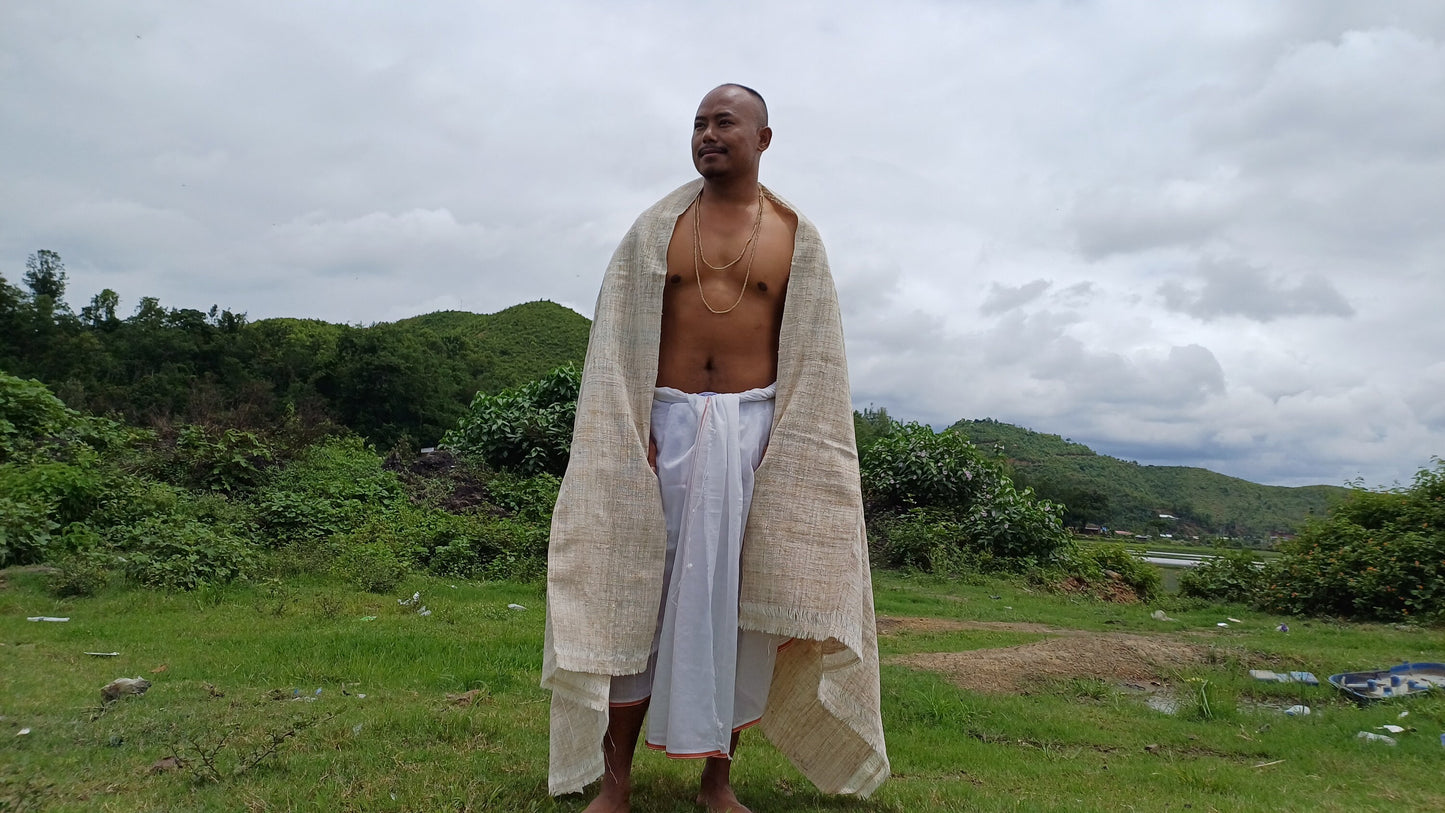 PEACE SILK Traditional Handspun/Handwoven Non-Violent Pure Raw Eri Silk Meditation Shawl/Scarf,Ethical Silk Tantrik Buddhist Prayer Wrap/Zen