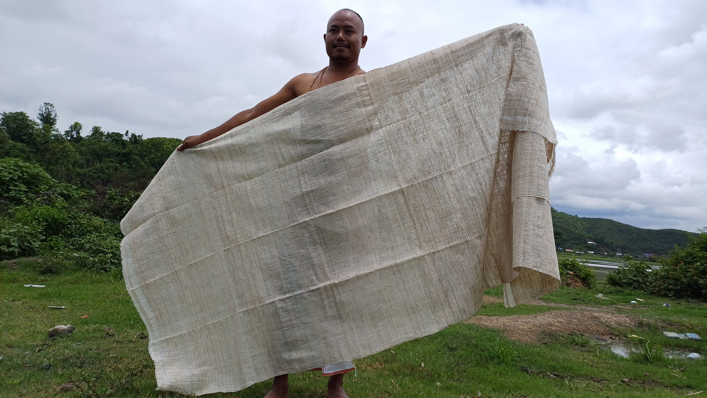 PEACE SILK Traditional Handspun/Handwoven Non-Violent Pure Raw Eri Silk Meditation Shawl/Scarf,Ethical Silk Tantrik Buddhist Prayer Wrap/Zen