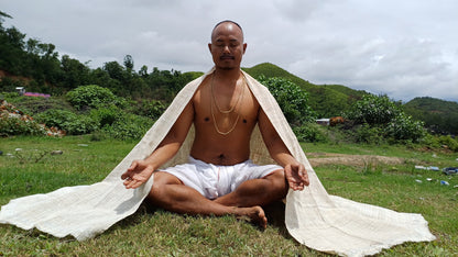 PEACE SILK Traditional Handspun/Handwoven Non-Violent Pure Raw Eri Silk Meditation Shawl/Scarf,Ethical Silk Tantrik Buddhist Prayer Wrap/Zen