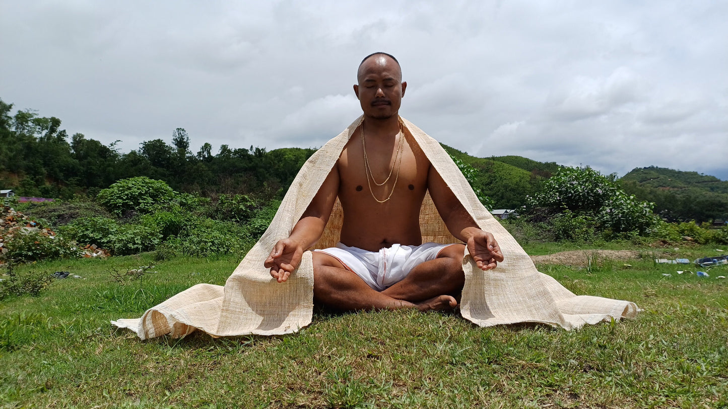 PEACE SILK Traditional Handspun And Handwoven Non-Violent Pure Raw Eri Silk Meditation Shawl/Scarf,Ethical Silk Tantrik Buddhist Prayer Wrap