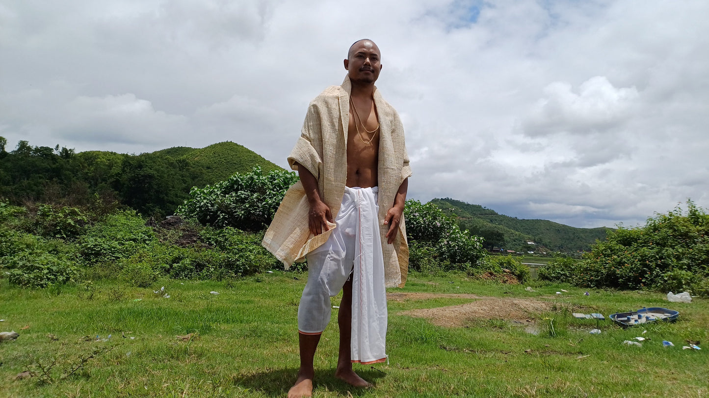 PEACE SILK Traditional Handspun And Handwoven Non-Violent Pure Raw Eri Silk Meditation Shawl/Scarf,Ethical Silk Tantrik Buddhist Prayer Wrap
