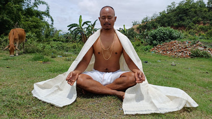 SRI Traditional Handspun/Handwoven Non-Violent Pure Raw Eri Silk Meditation Shawl,Peace Silk Scarf,Ethical Silk Tantrik Buddhist Prayer Wrap