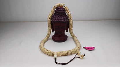 108 12mm Old Vintage Gandhara Tantrik Hand-carved Original Yak Bone Tibetan Buddhist Prayer Beads Mala,Disk Shaped Yak Kapala Bone Rosary