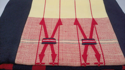 Large Thick Handwoven BlackRed/Beige Naga Tribe Traditional Blanket,Ethnic Sofa Throw,Native Indian Cloth,Naga Tribe Shawl,Tribal Wall Decor