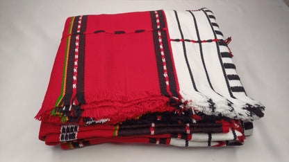 Large Thick Handwoven Black/Red/White Naga Tribe Traditional Blanket,Ethnic Sofa Throw,Native Indian Cloth,Naga Tribe Shawl,Tribal WallDecor