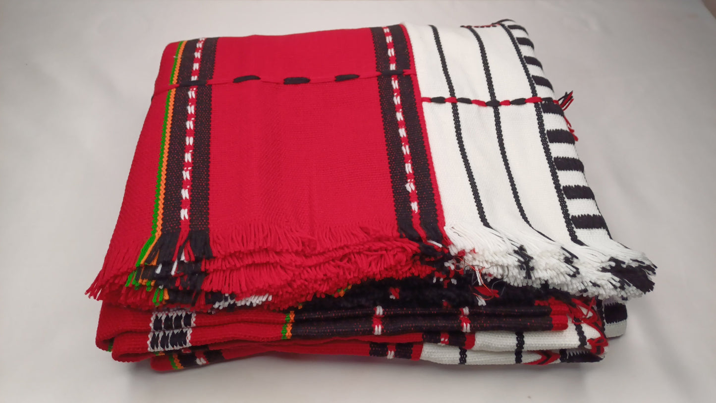 Large Thick Handwoven Black/Red/White Naga Tribe Traditional Blanket,Ethnic Sofa Throw,Native Indian Cloth,Naga Tribe Shawl,Tribal WallDecor