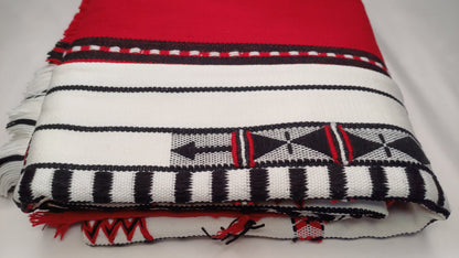 Large Thick Handwoven Black/Red/White Naga Tribe Traditional Blanket,Ethnic Sofa Throw,Native Indian Cloth,Naga Tribe Shawl,Tribal WallDecor