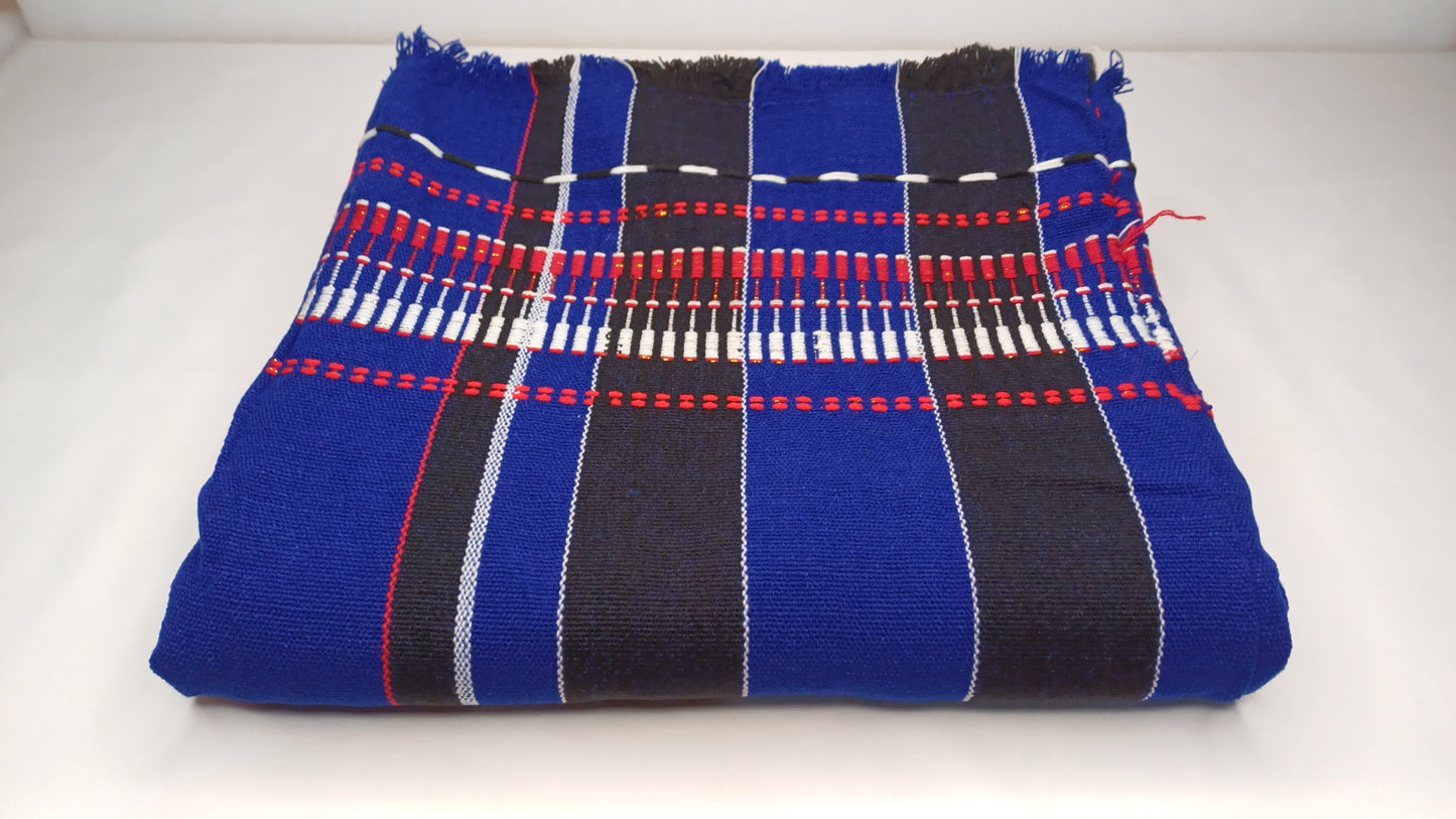 Large Thick Handwoven Black And Blue Naga Tribe Traditional Blanket,Ethnic Sofa Throw,Native Indian Cloth,Naga Tribe Shawl,Tribal Wall Decor