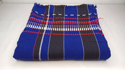 Large Thick Handwoven Black And Blue Naga Tribe Traditional Blanket,Ethnic Sofa Throw,Native Indian Cloth,Naga Tribe Shawl,Tribal Wall Decor