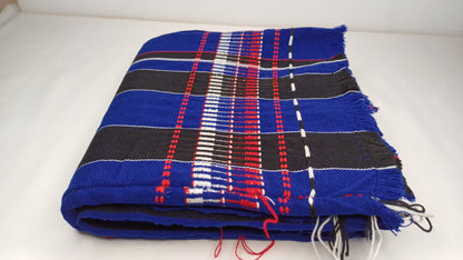 Large Thick Handwoven Black And Blue Naga Tribe Traditional Blanket,Ethnic Sofa Throw,Native Indian Cloth,Naga Tribe Shawl,Tribal Wall Decor