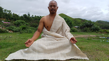 PEACE SILK Traditional Handspun/Handwoven Non-Violent Pure Raw Eri Silk Meditation Shawl/Scarf,Ethical Silk Tantrik Buddhist Prayer Wrap/Zen